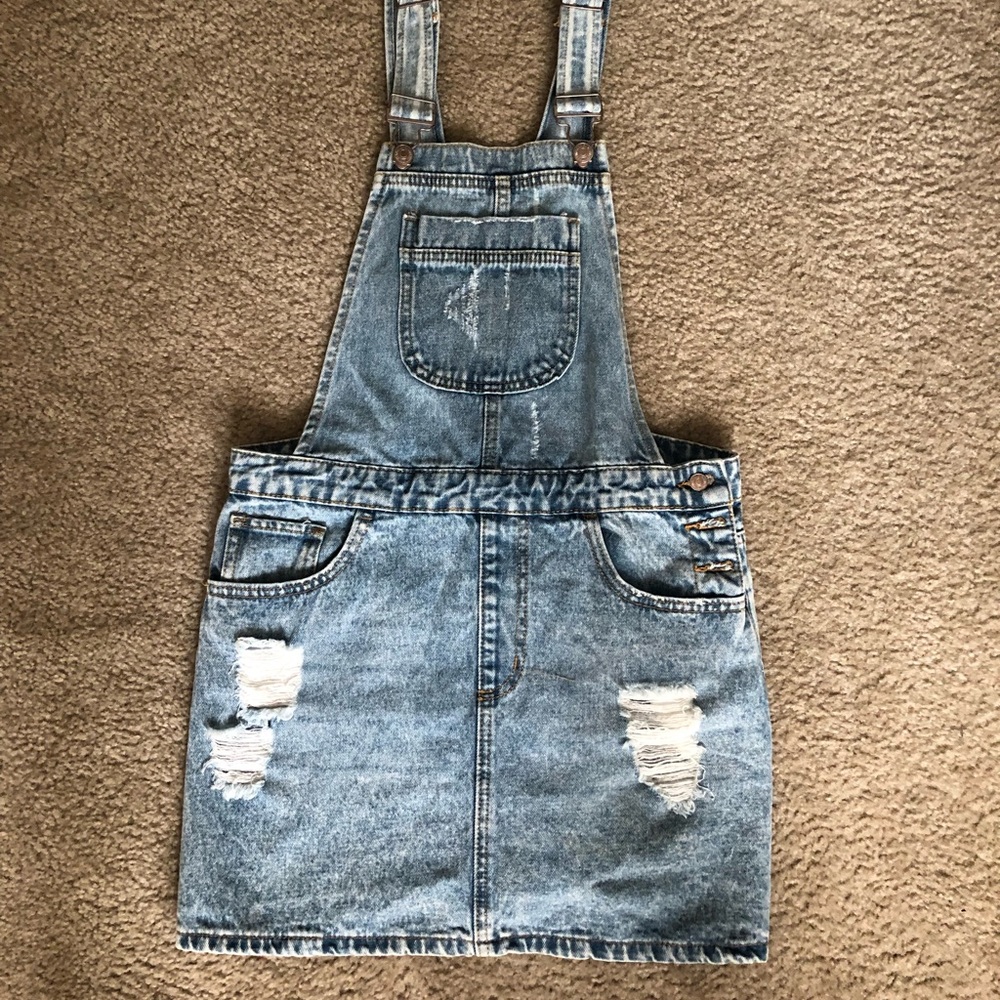 Jean skirt overalls